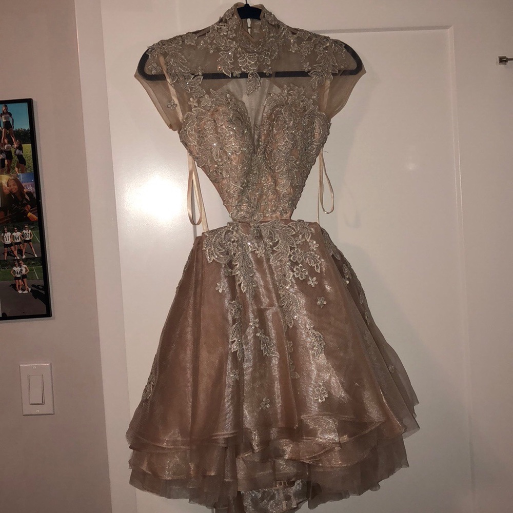 A short champagne dress
